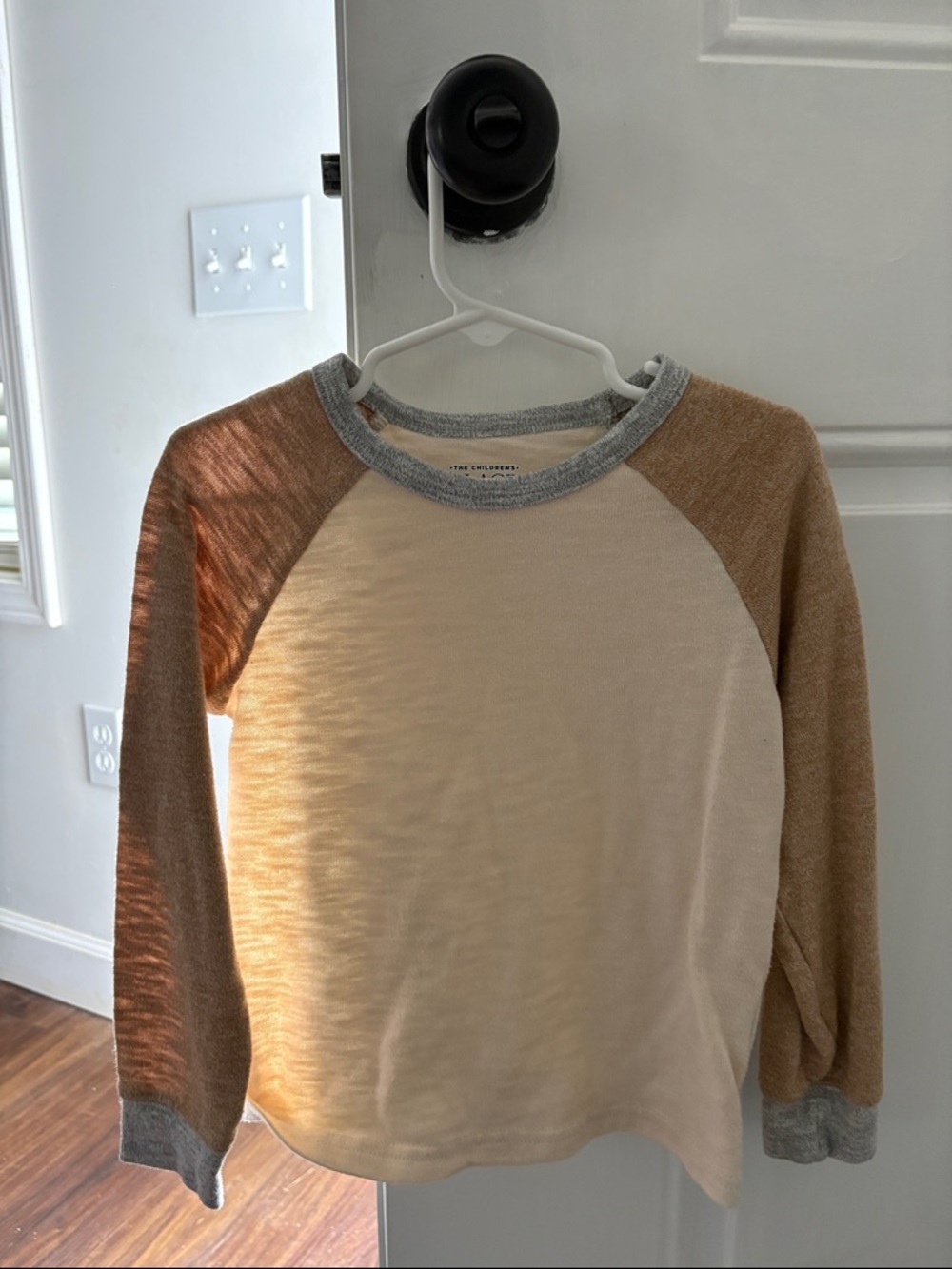 The Children's Place Cream and Brown Long Sleeve Raglan Tee